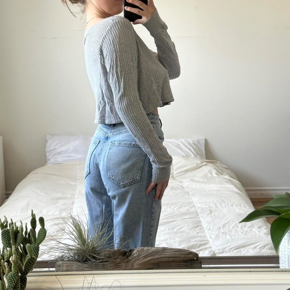 Grey cropped long sleeve top - Picture 4 of 8
